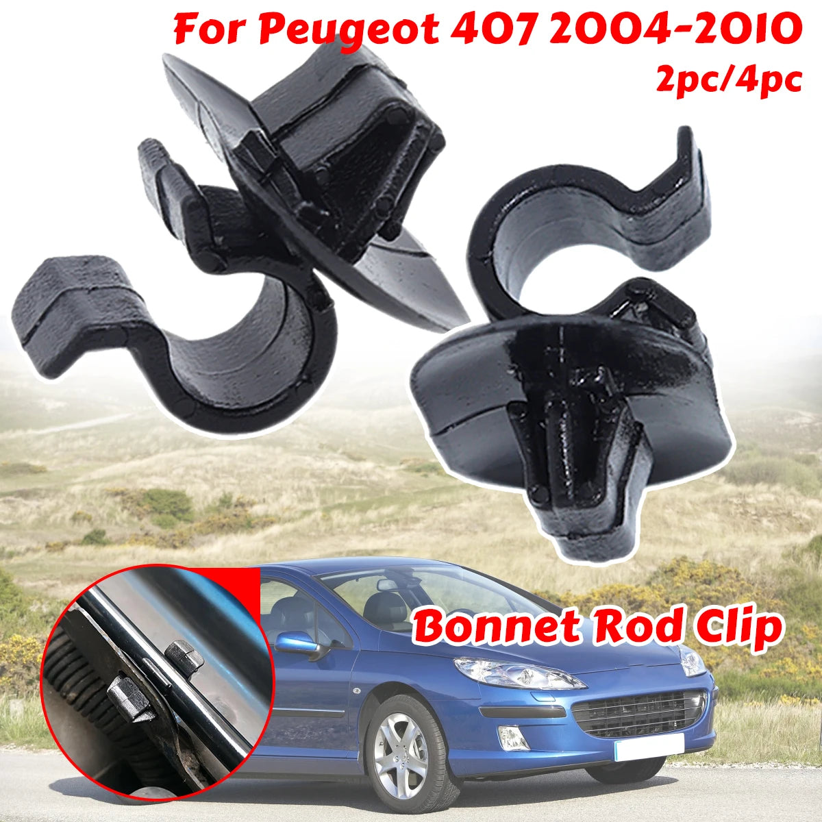 Peugeot 407 Bonnet Rod Clip, view 2