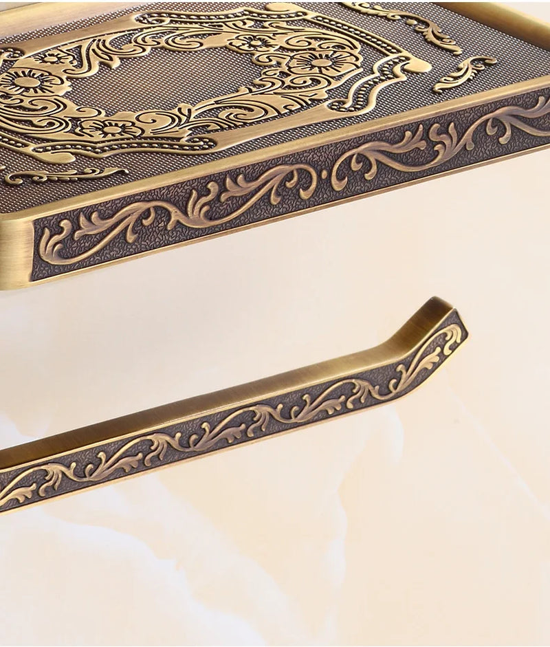Antique Brass Toilet Roll Holder, view 4