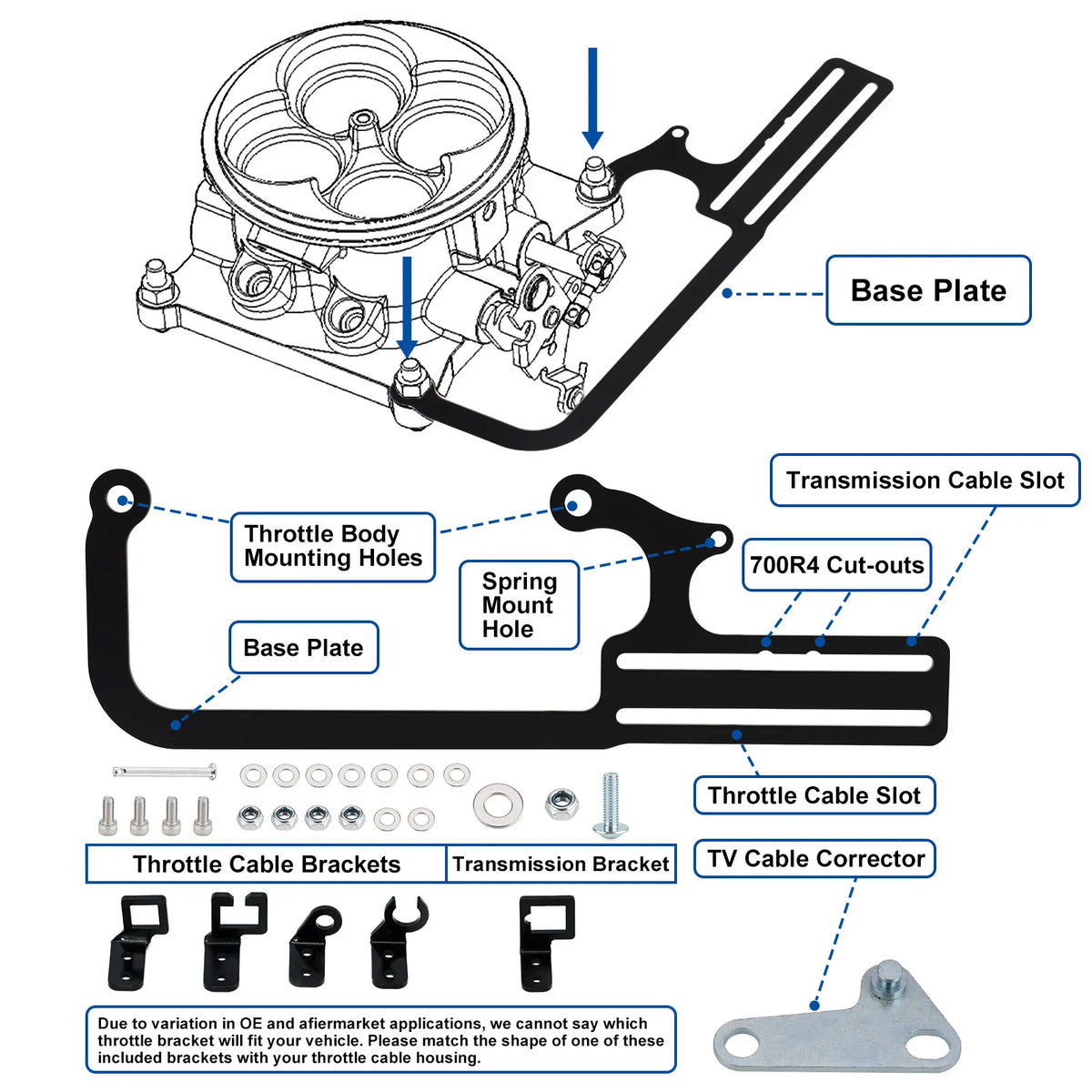 Throttle Cable Bracket Kit for GM 700R4, view 5