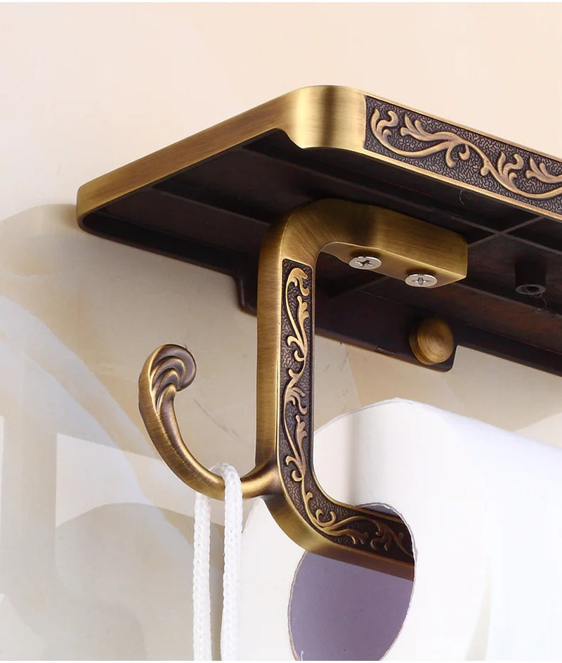 Antique Brass Toilet Roll Holder, view 3
